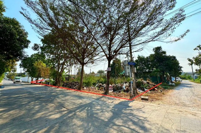 ขายที่ดิน เทียนทะเล 20 ติดถนน 3 ด้าน พื้นที่สีเหลือง 128 ตร.ว.  ถมแล้ว แปลงสวย ที่ดินบางขุนเทียน พระราม2