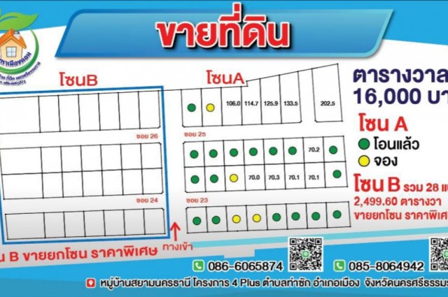 ขาย ที่ดิน แปลงเล็กในเมืองนครศรีฯสยามนครธานี 4 Plus 70 ตร.วา เหมาะสำหรับสร้างบ้านพักอาศัย