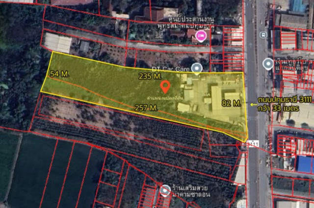 ขายที่ดิน 9 ไร่ 0 งาน 11 ตร.ว. ติดถนนปทุมธานี 3111 ใกล้โลตัสปทุมธานี
